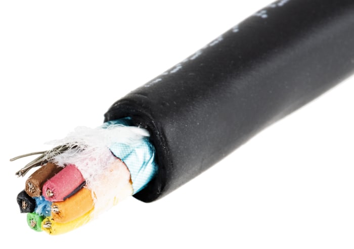 Câble de commande Blindé Alpha Wire 300 V, 6 x 0,56 mm², 20 AWG, gaine en TPE, Noir, 30m