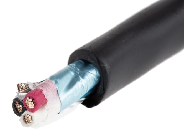 Alpha Wire Xtra-Guard 4 Performance Cable Control Cable, 3 Cores, 0.81 mm², Screened, 30m, Black TPE Sheath, 18 AWG