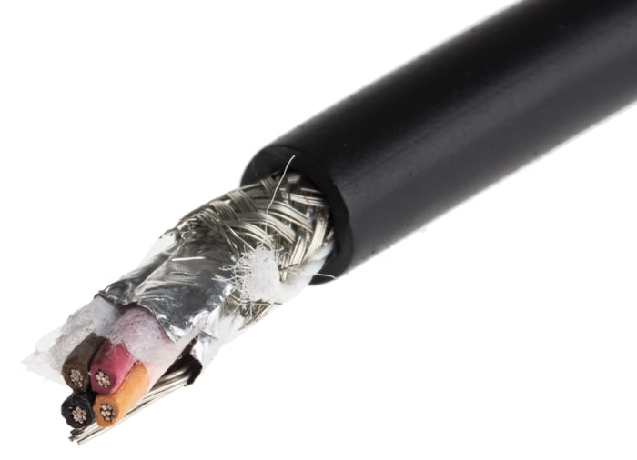 Alpha Wire Xtra-Guard 4 Performance Cable Control Cable, 4 Cores, 0.23 mm² 24 AWG, Screened, 30 m, Black Thermoplastic