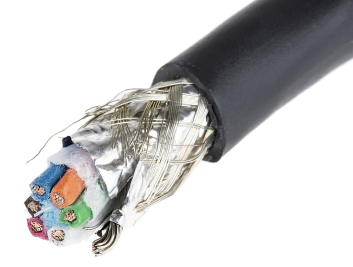 Alpha Wire Xtra-Guard 4 Multicore Industrial Cable, 6 Cores, 0.35 mm², Screened, 30m, Black Thermoplastic Elastomers