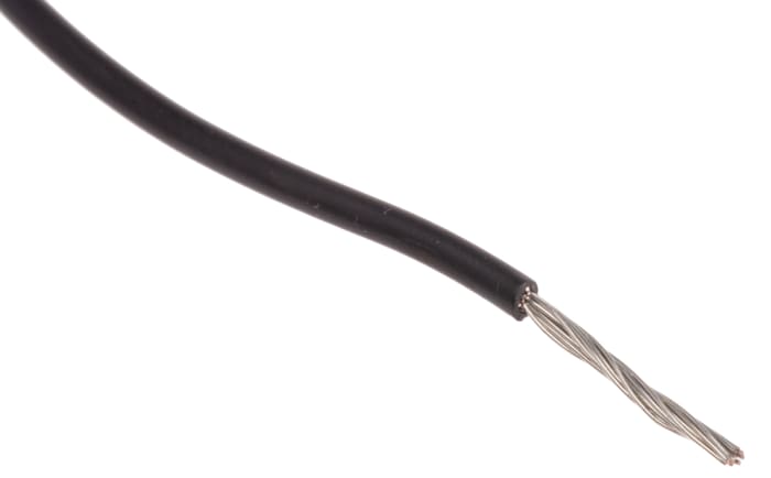 RS PRO Black 0.52mm² Hook Up Wire, 20 AWG, 16/0.2 mm, 100m, Cross Linked Polyolefin Insulation
