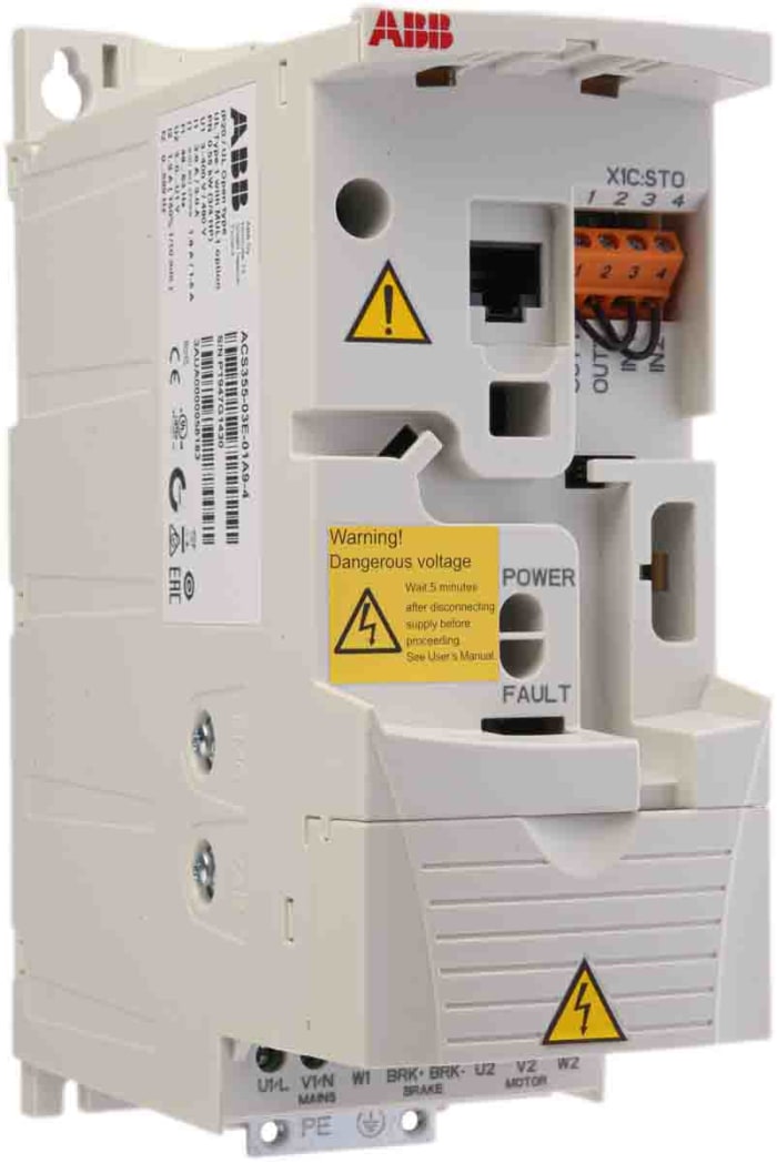 ABB Inverter Drive, 0.55 kW, 3 Phase, 480 V, 1.9 A, ACS355 Series