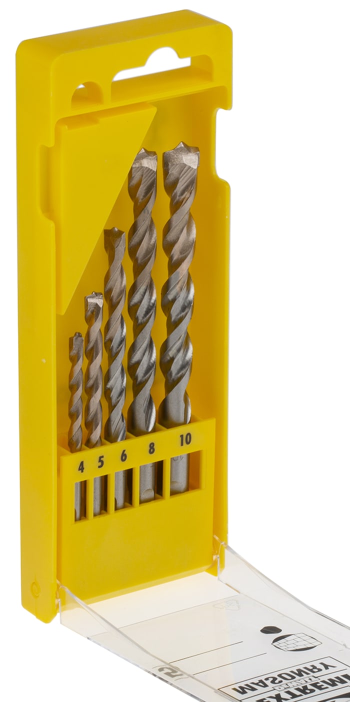 DT6956 QZ DeWALT DeWALT 5 Piece Twist Drill Bit Set for Masonry 10mm Max 4mm Min Tungsten Carbide Tipped Bits 888 3660 RS Components