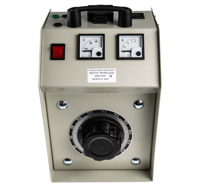RS PRO 1 Phase 1.2kVA Variac, 240V ac, 5A, Type G - British 3-Pin