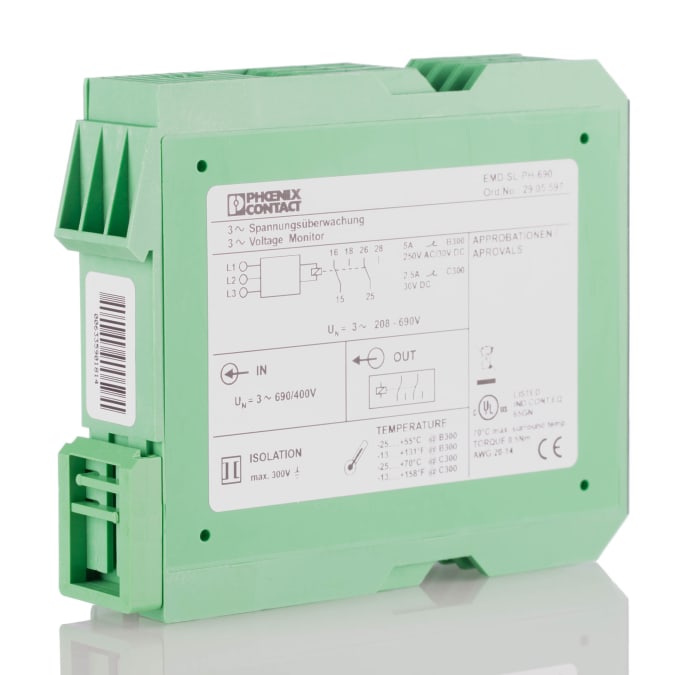 2905597 Phoenix Contact Phoenix Contact Voltage Monitoring Relay, 3