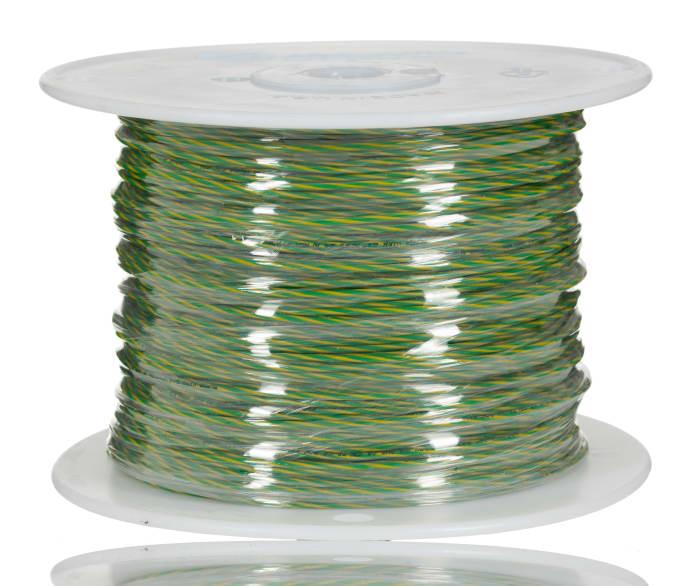 Alpha Wire Hook-up Wire PVC Series Green/Yellow 0.52 mm² Hook Up Wire, 20 AWG, 10/0.25 mm, 305m, PVC Insulation, 3053