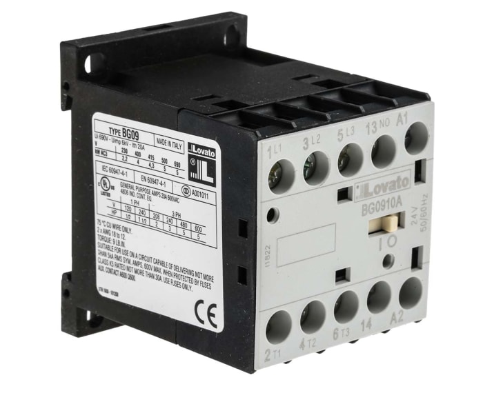 11BG0910A024 Lovato | Contactor Lovato Orange BG de 3 polos, 3 NA + 1 ...