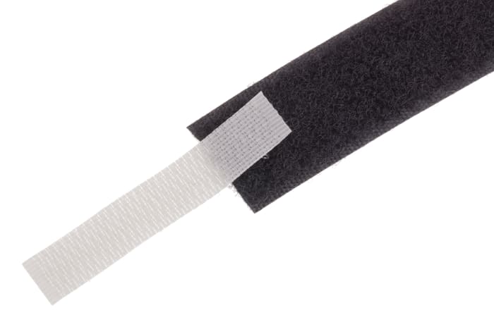 RS PRO Black Hook & Loop Tape, 20mm x 5m