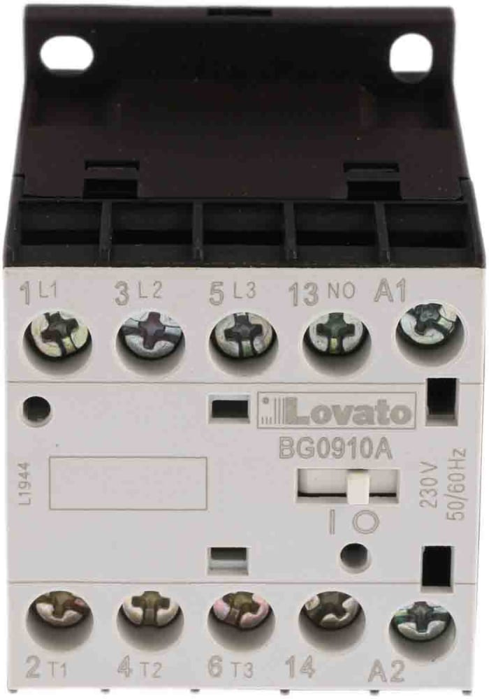 Lovato Orange BG Contactor, 230 V ac Coil, 3-Pole, 9 A, 4 kW, 3NO + 1NO, 600 V ac