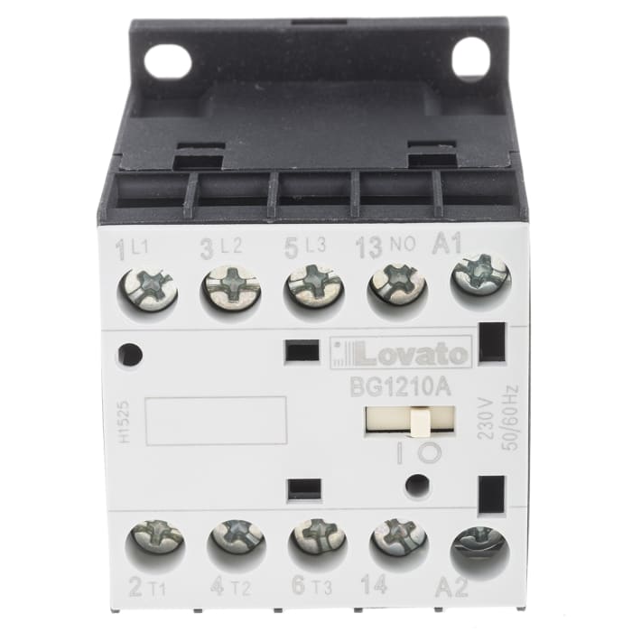 Lovato Orange BG Contactor, 230 V ac Coil, 3-Pole, 12 A, 5.5 kW, 3NO + 1NO, 600 V ac
