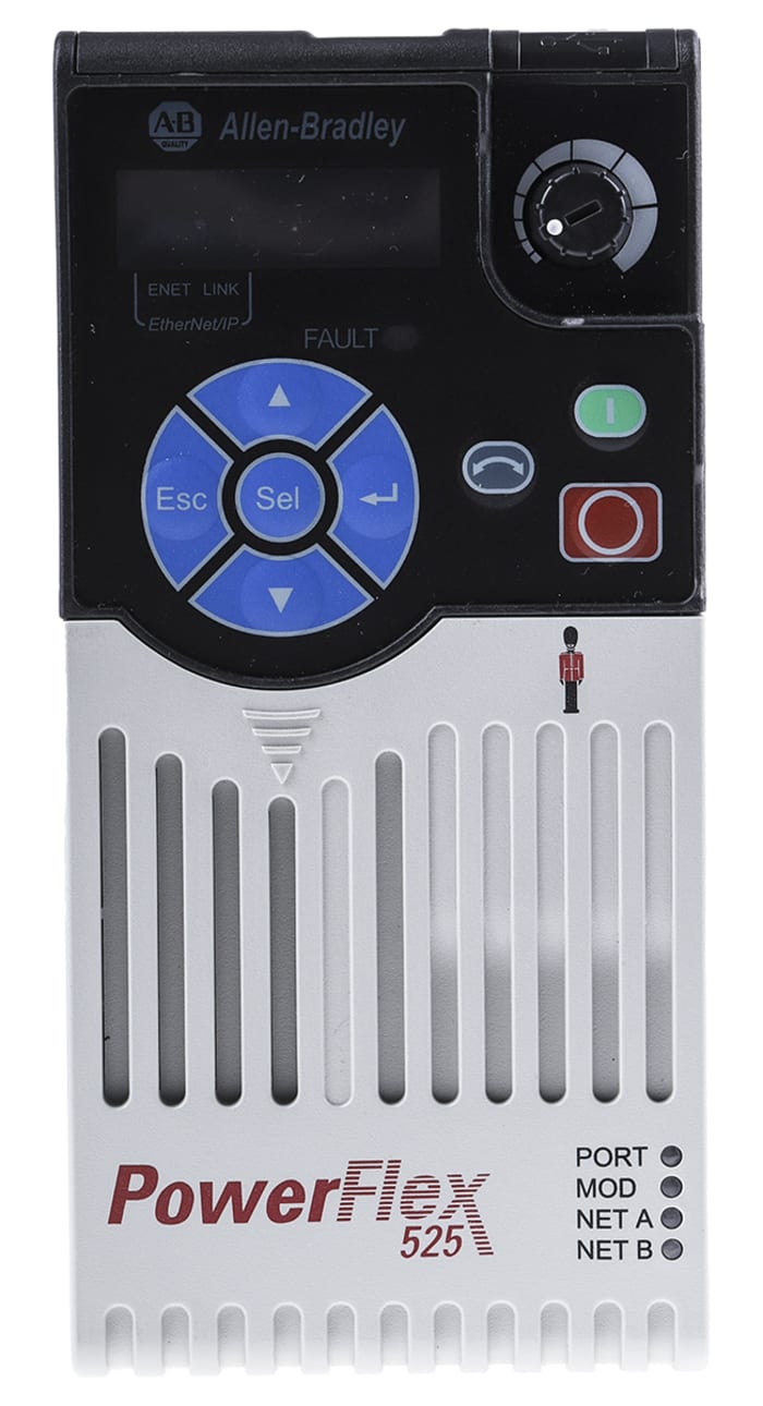 Allen Bradley Inverter Drive, 0.75 kW, 3 Phase, 480 V ac, 2.3 A, PowerFlex 525 Series