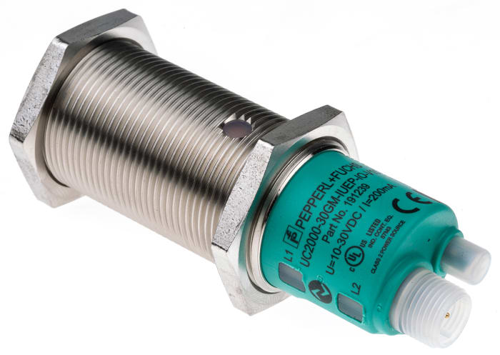 Pepperl + Fuchs Ultrasonic Threaded Barrel Proximity Sensor, M30, 2 m Detection, IO-Link, 10 → 30 V dc