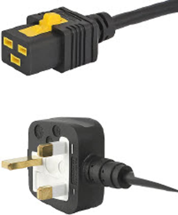 Schurter IEC C19 Socket to Type G UK Plug Power Cord, 2m