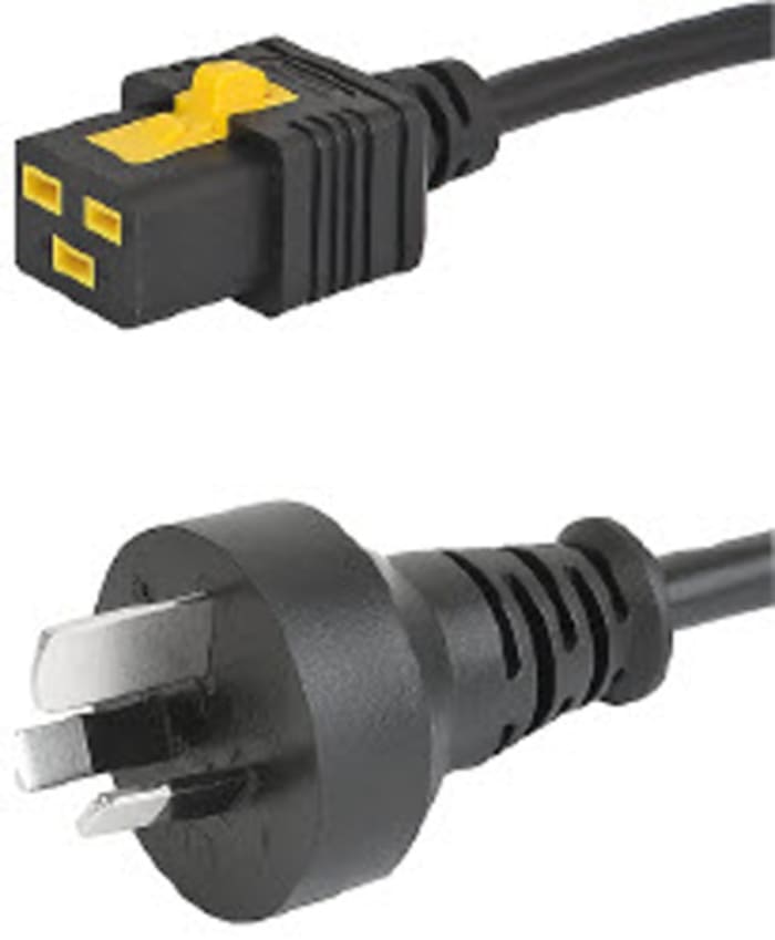 Schurter IEC C19 Socket to Type I Australian Plug Power Cord, 2m