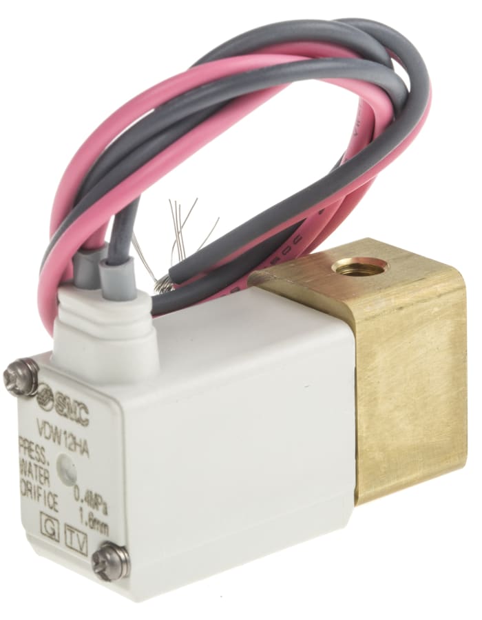 Electrodistributeur pneumatique SMC série VDW fonction 2/2, Bobine/Ressort, Raccord rapide 6 mm, 24V c.c.