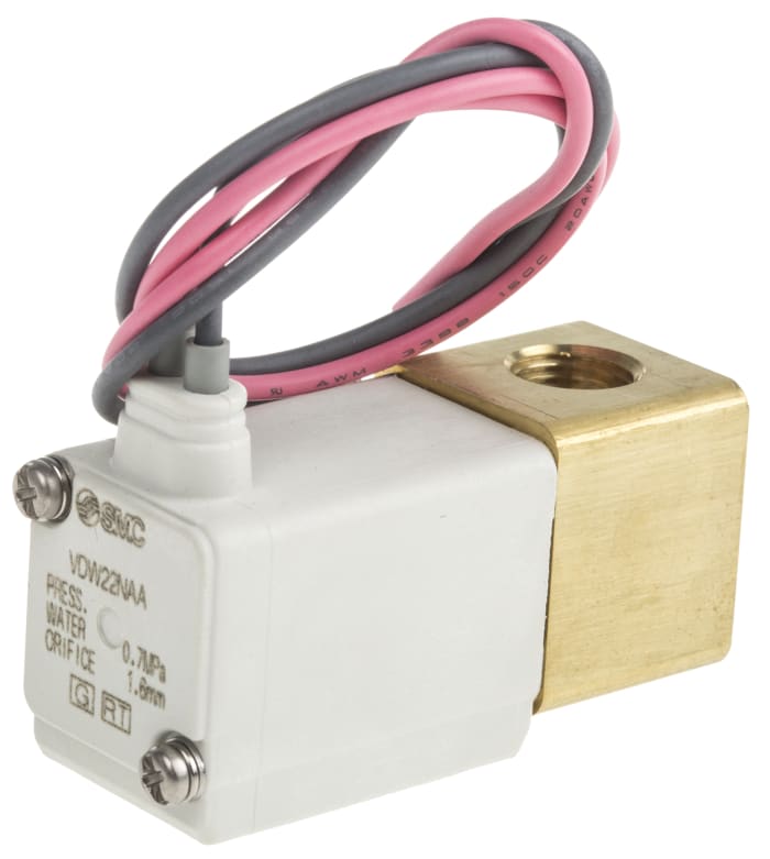 Electrodistributeur pneumatique SMC série VDW fonction 2/2, Bobine/Ressort, G 1/8, 24V c.c.