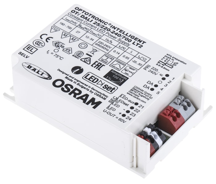 Osram LED Driver, 12 → 54V Output, 27W Output, 700mA Output, Constant Current Dimmable