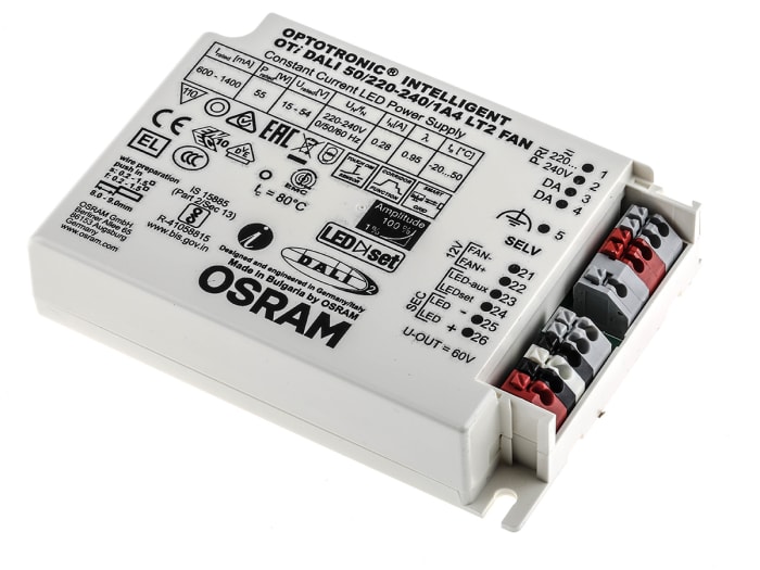 Osram LED Driver, 15 → 54V Output, 55W Output, 1.4A Output, Constant Current Dimmable