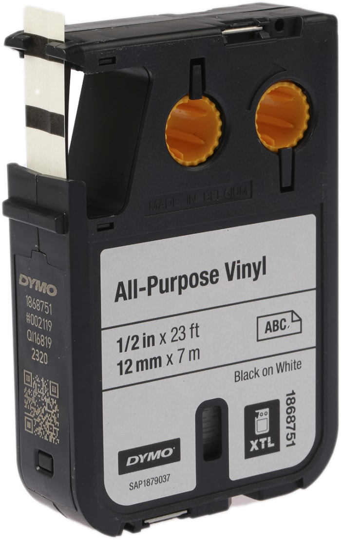 Dymo XTL Black on White Label Printer Tape, 7 m Length, 12 mm Width
