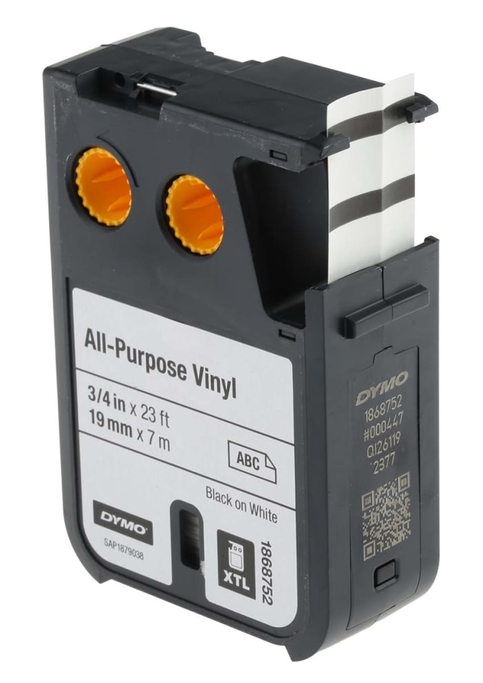 Dymo XTL Black on White Label Printer Tape, 7 m Length, 19 mm Width