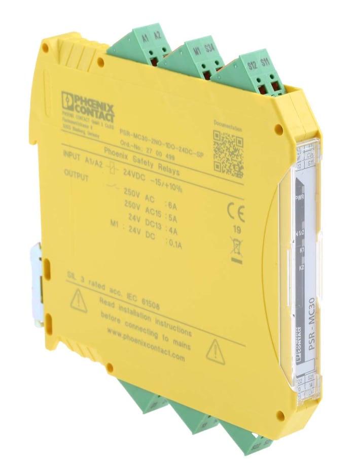 Relais de sécurité Phoenix Contact PSR-MC30-2NO-1DO-24DC-SP, 24V c.c., 2 canaux, 2 contacts de sécurité