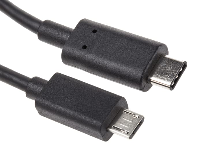 Câble USB RS PRO, Micro-USB B vers USB C, 2m, Noir Code commande RS:  895-0502