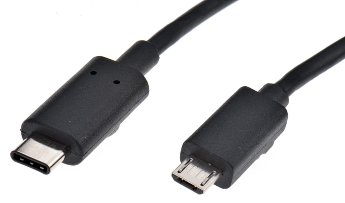 Cable USB 3.1 RS PRO, con A. USB C Macho, con B. Micro USB B Macho, long. 1m, color Negro