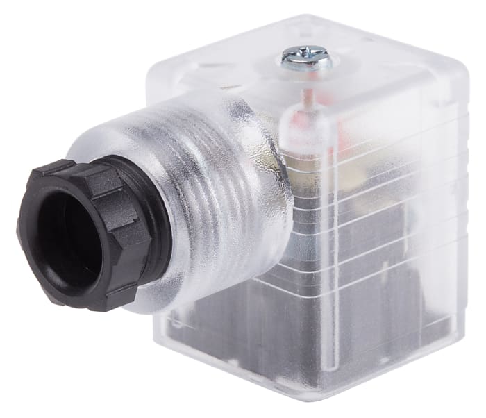 RS PRO 2P+E DIN 43650 A, Female Solenoid Connector with Indicator Light, 24 V dc Voltage