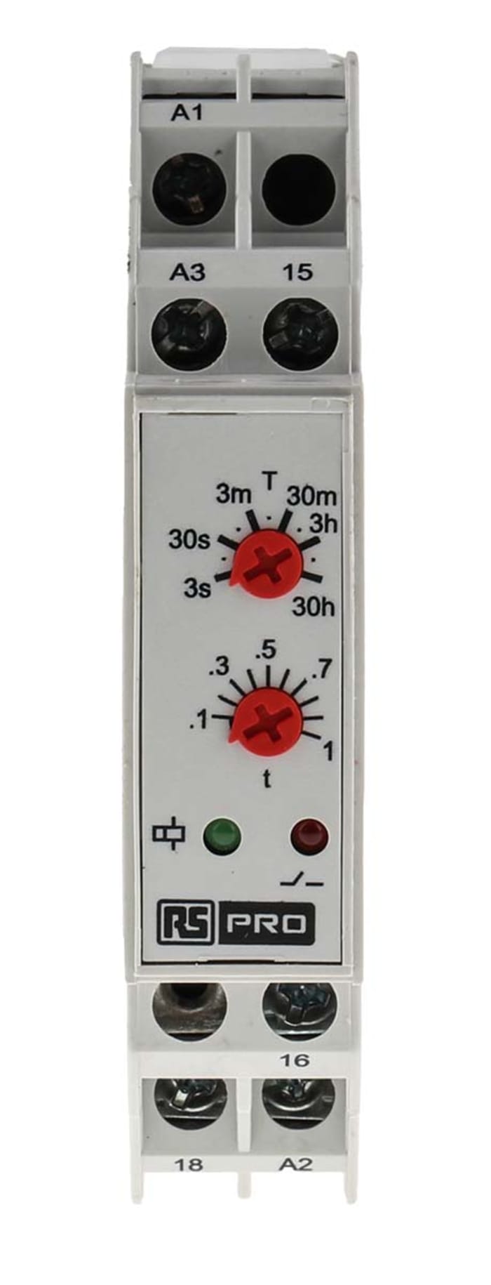 RS PRO DIN Rail Mount Timer Relay, 24V ac, 1-Contact, 0.3 s → 30h, 1-Function, SPDT