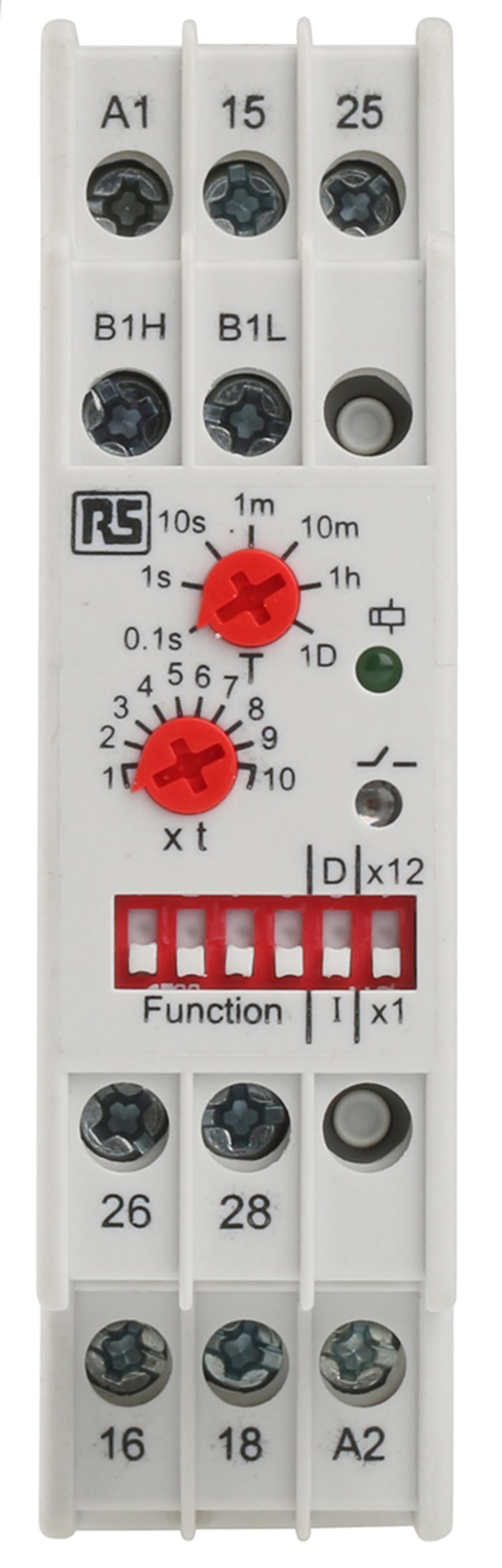 RS PRO DIN Rail Mount Timer Relay, 24 → 240V ac/dc, 1-Contact, 0.1 s → 120days, SPDT