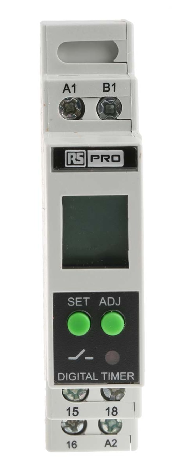 RS PRO DIN Rail Mount Timer Relay, 24 → 240V ac/dc, 1-Contact, 01. s → 999h, SPDT