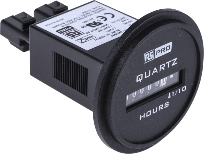 RS PRO Hour Meter, 6 Digit Analogue, 50Hz, 90 → 264 V ac
