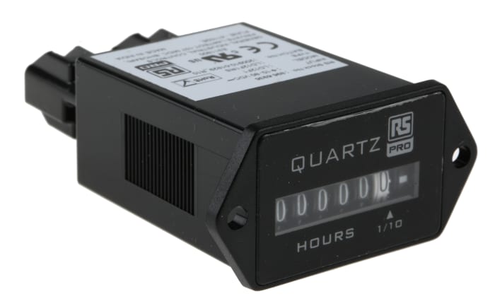 RS PRO Hour Meter, 6 Digit Analogue, 50Hz, 10 → 80 V dc