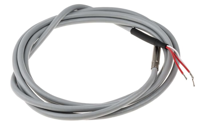 Sensor RTD PT100 RS PRO de 3 hilos, sonda: Ø 5mm, long. 50mm, cable de 1.5m, temp. -20°C → +100°C