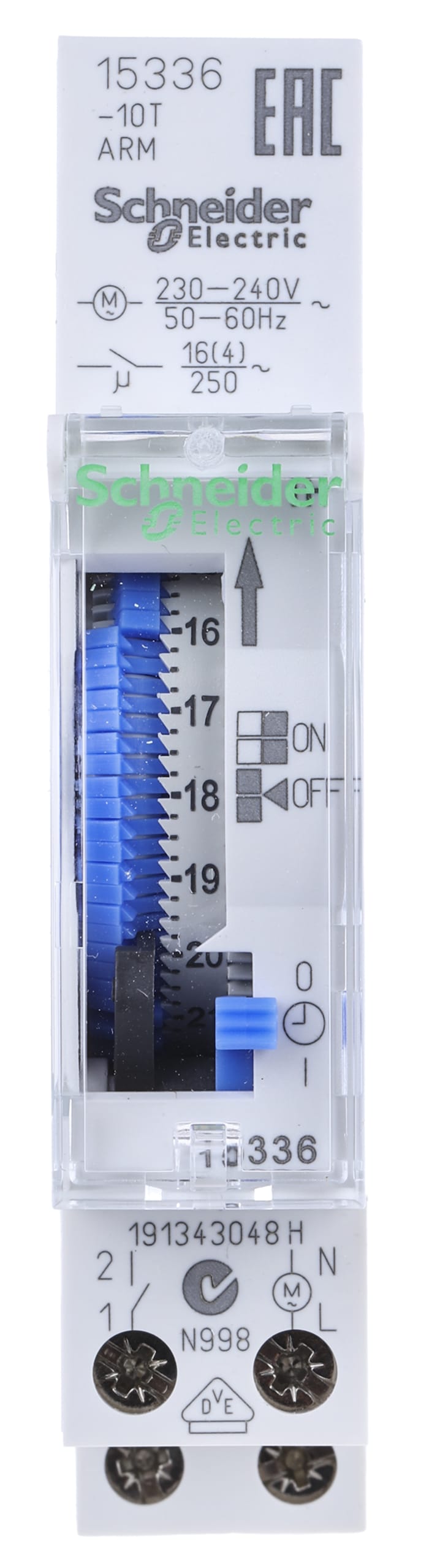 Schneider Electric Analogue DIN Rail Time Switch 230 V ac, 1-Channel