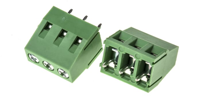 RS PRO PCB Terminal Block, 3-Contact, 5mm Pitch, Through Hole Mount, 1-Row, Screw Termination
