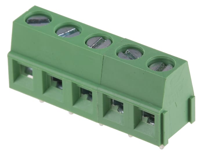 RS PRO PCB Terminal Block, 5-Contact, 5mm Pitch, Through Hole Mount, 1-Row, Screw Termination