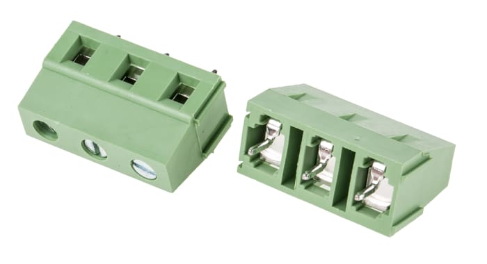 RS PRO, RS PRO PCB Terminal Block, 3-Contact, 7.5mm Pitch, Through Hole  Mount, 1-Row, Screw Termination, 897-0926