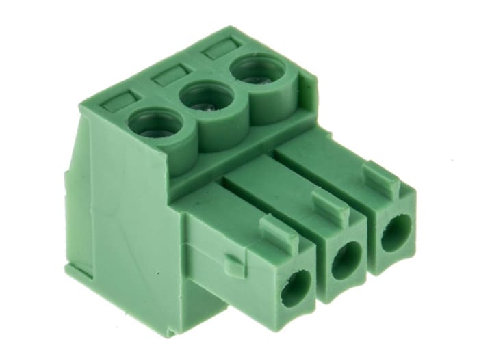 RS PRO, 3.5mm Pitch, 3 Way, Right Angle, Pluggable Terminal Block, Plug, Through Hole, Screw Termination