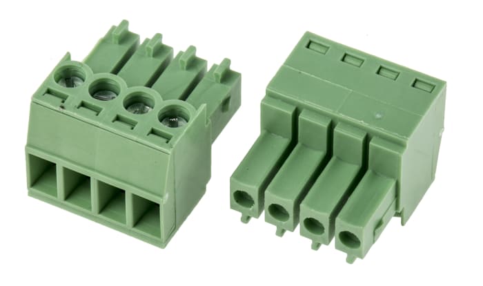 RS PRO, 3.5mm Pitch, 4 Way, Right Angle, Pluggable Terminal Block, Plug, Through Hole, Screw Termination