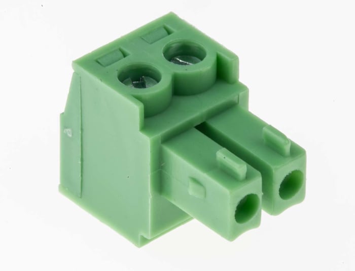 RS PRO, 3.81mm Pitch, 2 Way, Right Angle, Pluggable Terminal Block, Plug, Through Hole, Screw Termination