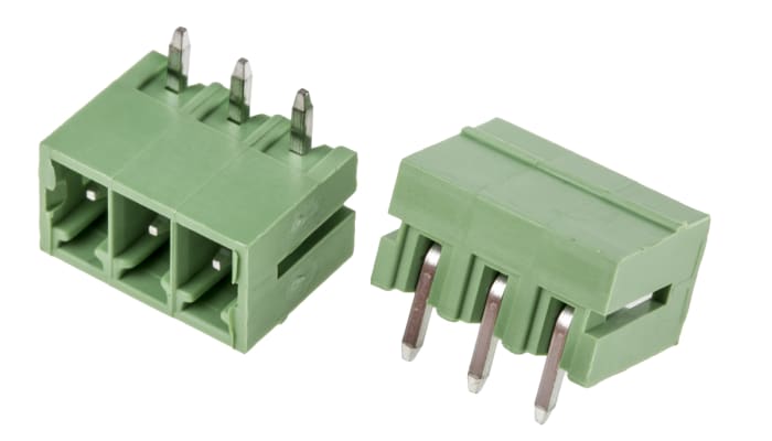 RS PRO, 3.81mm Pitch, 3 Way, Right Angle, Pluggable Terminal Block, Header, Through Hole, Solder Termination