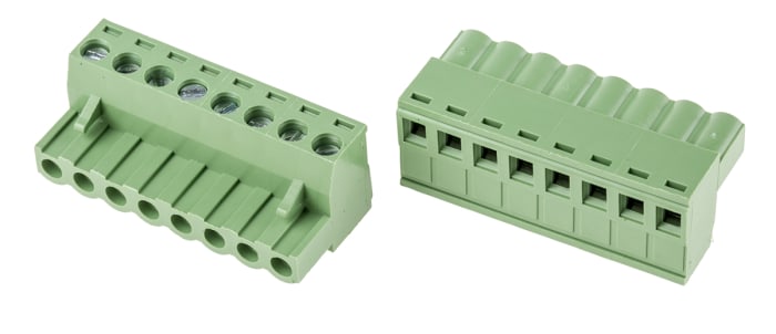 RS PRO, 5mm Pitch, 8 Way, Right Angle, Pluggable Terminal Block, Plug, Through Hole, Screw Termination