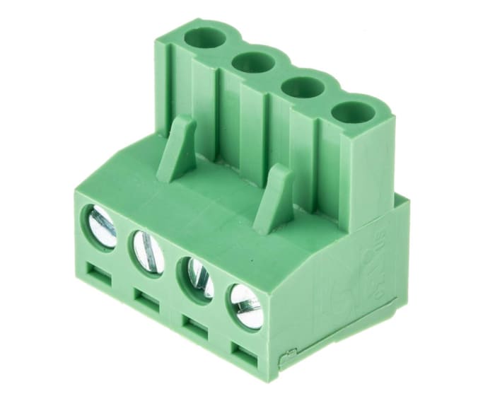 RS PRO, 5.08mm Pitch, 4 Way, Right Angle, Pluggable Terminal Block, Plug, Through Hole, Screw Termination