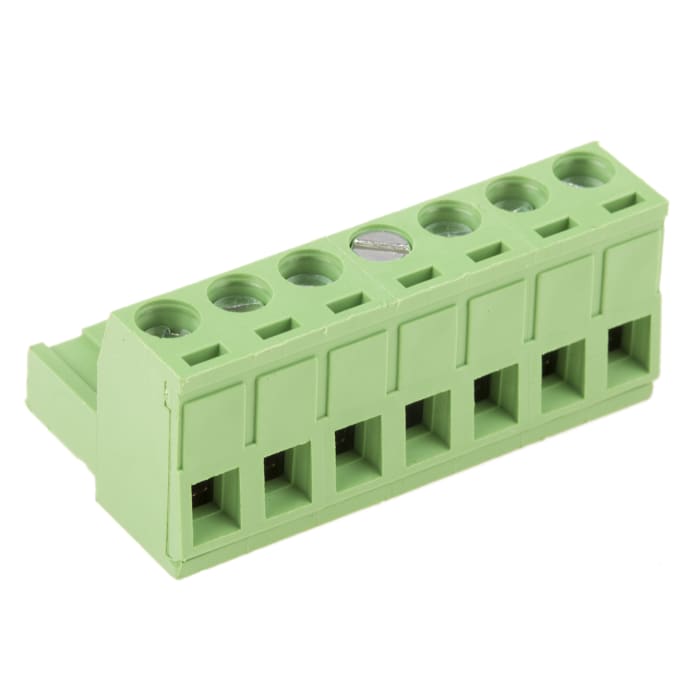 RS PRO, 5.08mm Pitch, 7 Way, Right Angle, Pluggable Terminal Block, Plug, Through Hole, Screw Termination