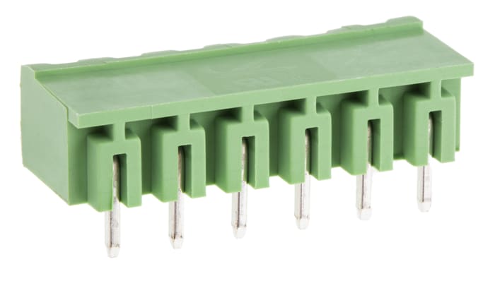 Bloques terminales enchufables a 90° RS PRO serie CTB9359 6 contactos 1 filas, paso 5.08 mm, Orificio pasante Recubierto