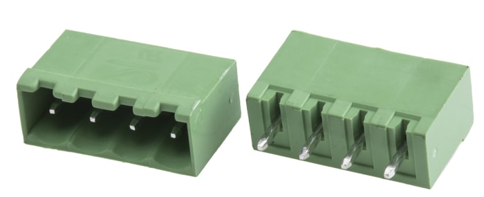 RS PRO, 5.0mm Pitch, 4 Way, , Pluggable Terminal Block, Header, Through Hole, Solder Termination