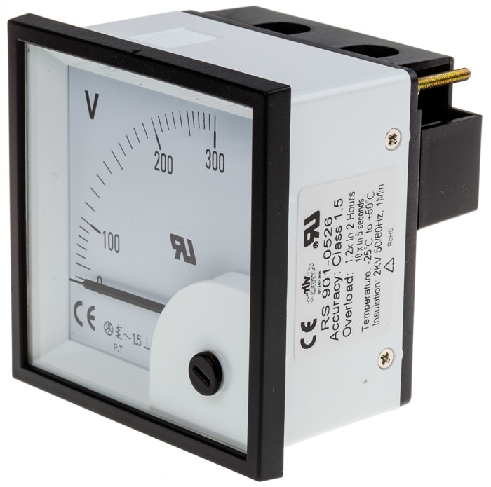 RS PRO Analogue Voltmeter AC ±1.5 %, 68 x 68 mm