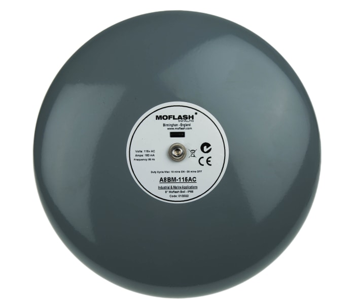 Moflash A8BM Series Surface Mount Siren, 115 V ac, 108dB at 1 m, IP66, AC, Single-Tone