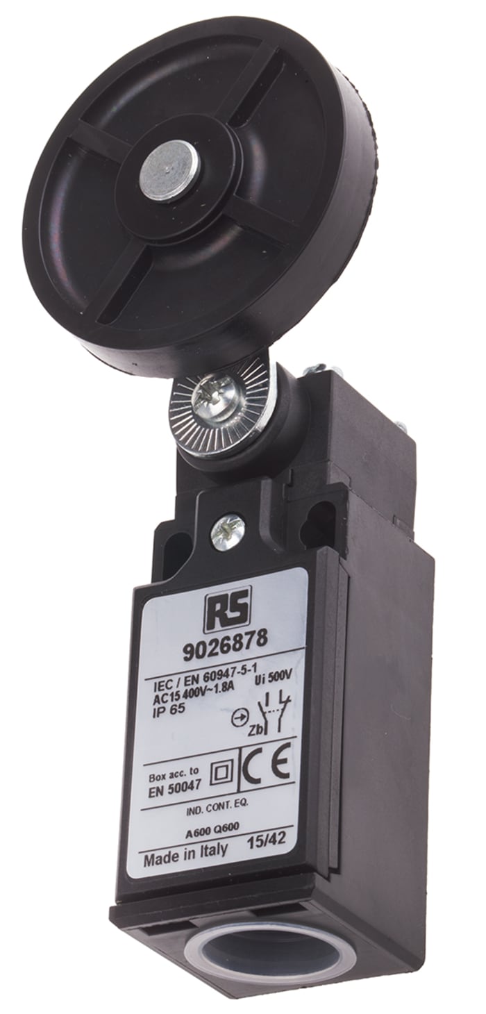 RS PRO Roller Lever Limit Switch, NO/NC, IP65, DPST, Thermoplastic Housing, 400V ac Max, 10A Max